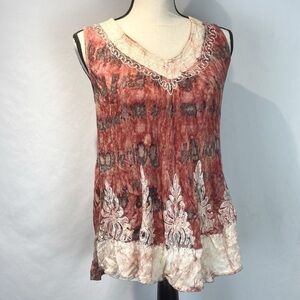 Colors of India salmon color bohemian hippie vibe sleeveless top free si…